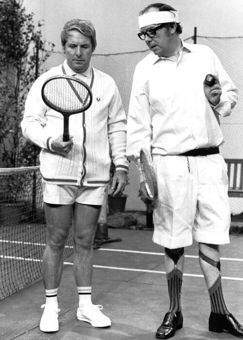 Morecambe & Wise in tennis outfits blank greetings card