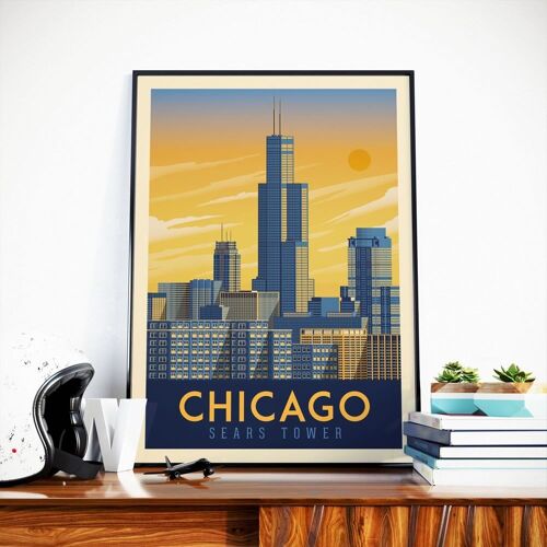 Affiche Voyage Chicago Illinois - Etats-Unis - 30x40 cm