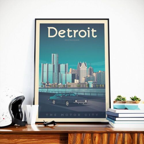 Affiche Voyage Detroit Michigan - Etats-Unis - 30x40 cm