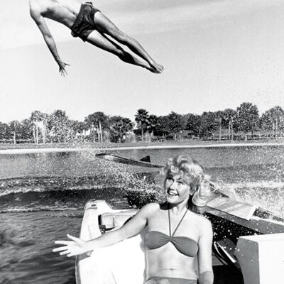 Biglietto di auguri vuoto per sciatore d'acqua aviotrasportato