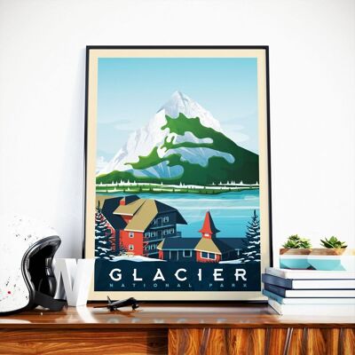 Póster de viaje del Parque Nacional de los Glaciares - Estados Unidos - 50x70 cm
