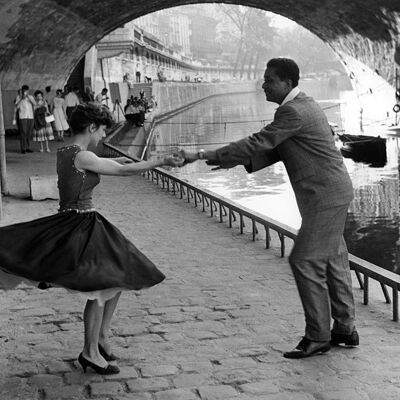 Dancing by the Seine blank greetings card