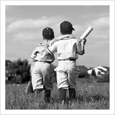 Tarjeta de felicitación en blanco cuadrada de los muchachos del béisbol
