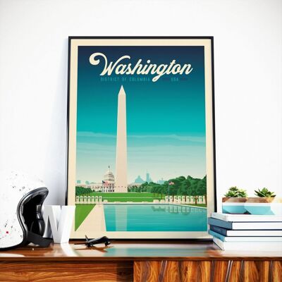 Poster di viaggio del Campidoglio di Washington DC - Stati Uniti - 30x40 cm