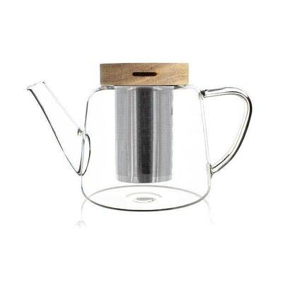 Gustave teapot in borosilicate glass and wooden lid 680ml