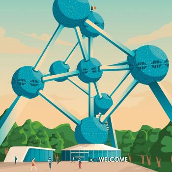 Affiche Voyage Bruxelles Belgique - Atomium - 30x40 cm 2