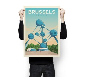 Affiche Voyage Bruxelles Belgique - Atomium - 50x70 cm 3
