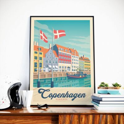 Poster di viaggio Copenhagen Danimarca - 30x40 cm