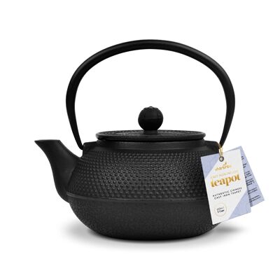 Black Hobnail Tetsubin Style Cast Iron Chinese Hobnail Teapot by Charbrew - Cast Iron Teakettle 650ml with Stainless Steel Strainer