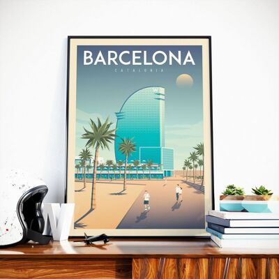 Barcelona Spain Travel Poster - Hotel W - 30x40 cm
