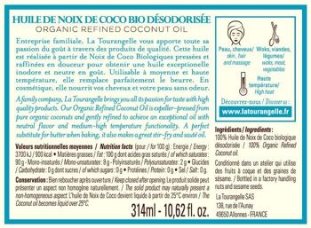 Huile de Noix de Coco Bio Désodorisée - La Tourangelle - 314ml