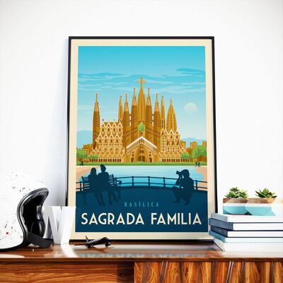 Póster de viaje de Barcelona España - Sagrada Familia - 30x40 cm