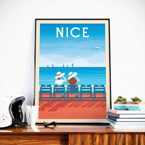 Affiche Voyage Nice France - Promenade des Anglais - 50x70 cm