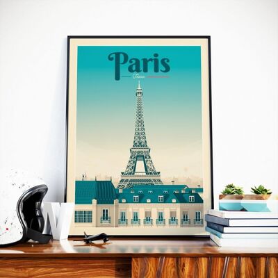 Paris France Travel Poster - Eiffel Tower - 50x70 cm