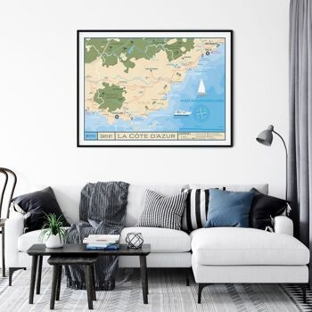 Affiche Voyage Carte Côte d'Azur - 30x40 cm 4