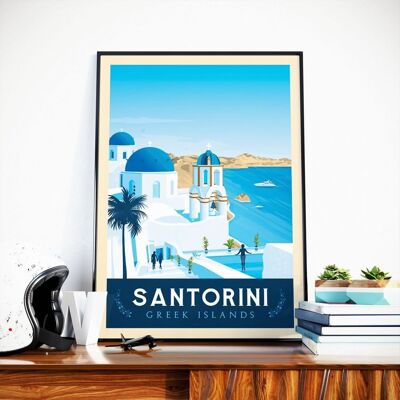 Póster de viaje de Santorini, Grecia - 50x70 cm
