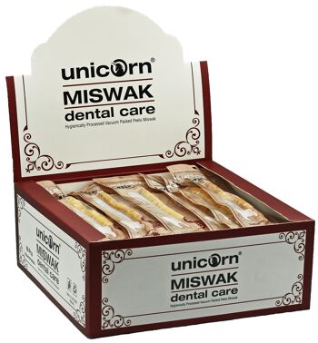 bois de soins dentaires unicorn® Miswak, 60pcs. dans l'affichage
