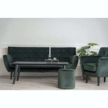 Monte Armchair - Fauteuil en velours vert foncé avec pieds noirs 2