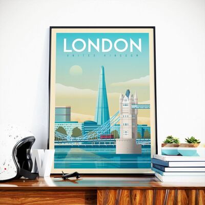 London United Kingdom Travel Poster - Tower Bridge - 50x70 cm