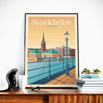Affiche Voyage Stockolm Suède - 50x70 cm