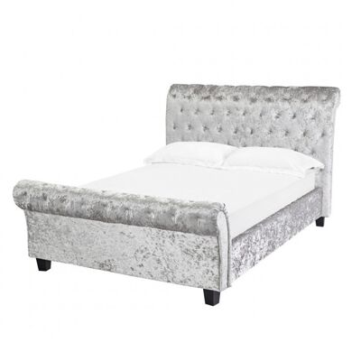 Armazón de cama de tela Isabella de LPD, tamaño King plateado (5'0" x 6'6")