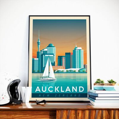 Póster de viaje de Auckland, Nueva Zelanda - 50x70 cm