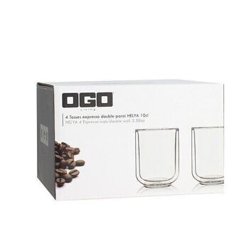 Lot de 4 tasses expresso 10cl double paroi helya 2