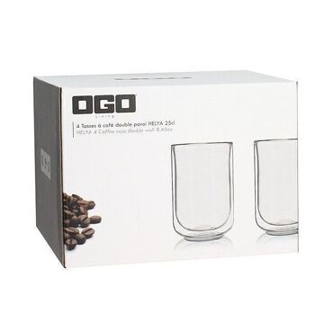 Lot de 4 tasses café 25cl double paroi helya 2