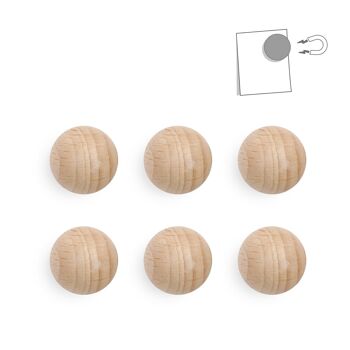 Assortiment de 24 petites boules magnétiques en bois - naturel 1