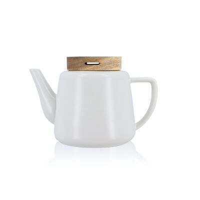 Enzo teapot in white porcelain and wooden lid 680ml