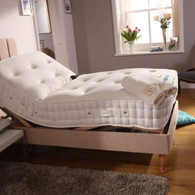 Burton Pocket Memory Adjustable Electric Bed - Linoso Cream Small Single (2'6" x 6'6")