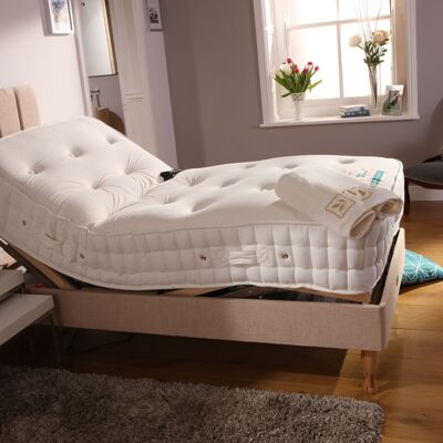 Burton Pocket Memory Verstellbares elektrisches Bett - Weiches Leder Braun Kleines Einzelbett (2'6" x 6'6")