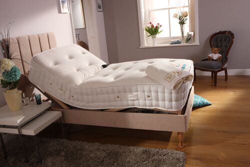 Burton Pocket Memory Adjustable Electric Bed - Soft Leather White Small Single (2'6" x 6'6")