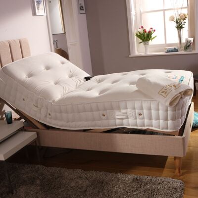 Burton Pocket Memory Adjustable Electric Bed - Crushed Velvet Pearl Cream Small Double (4’0” X 6’6”)