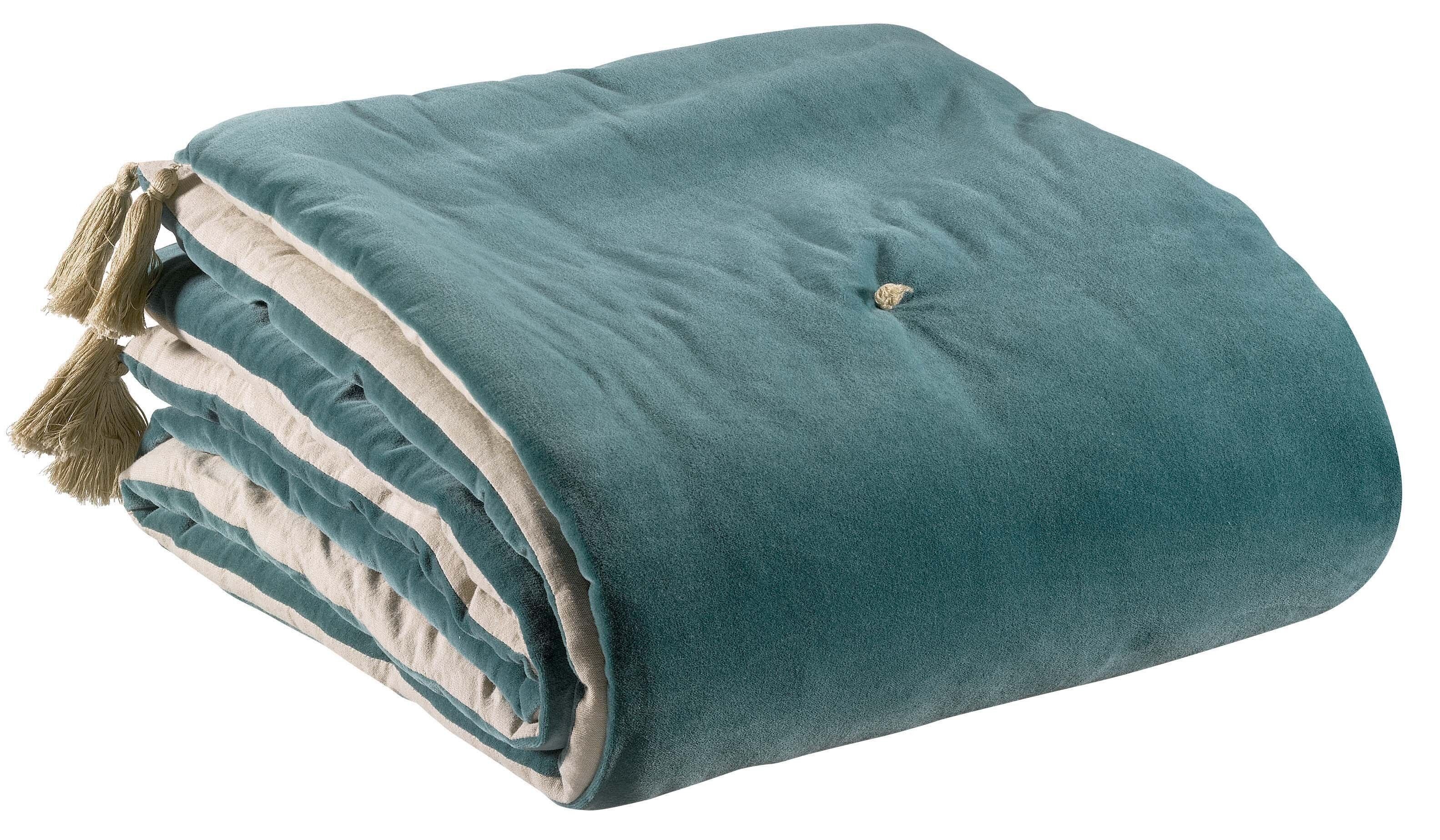 Piumino con pompon Elise Vert de gris 80 x 180