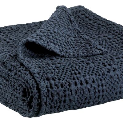 Stonewashed blanket Tana Cobalt 140 x 200