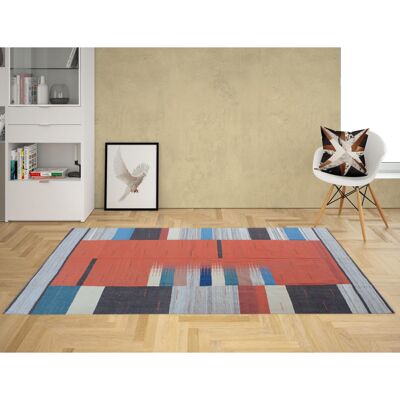 Tappeto Kilim moderno rosso fagiolo