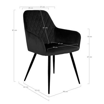 Harbo Dining Chair - Chaise en velours noir 6