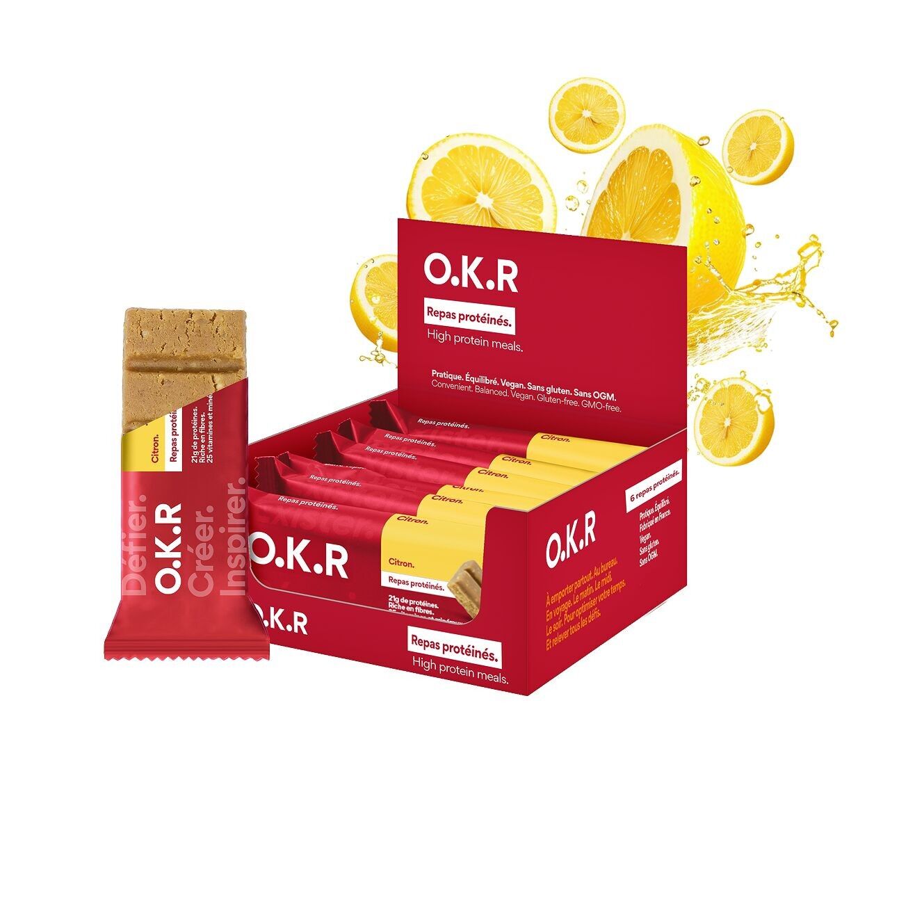 Barrita proteica vegana, sabor limón.