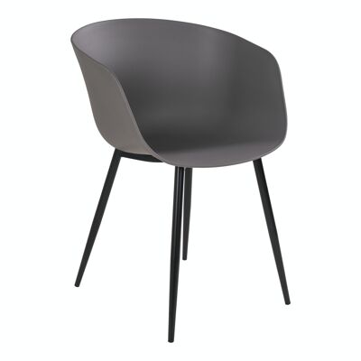 Roda Dining Chair Grey - Chaise en gris avec pieds noirs