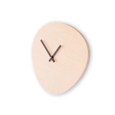 KLOQ wall clock 'Pebble' Bare Wood & Deep Black