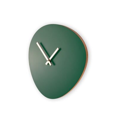 KLOQ wall clock 'Pebble' Emerald Green & Shiny Gold
