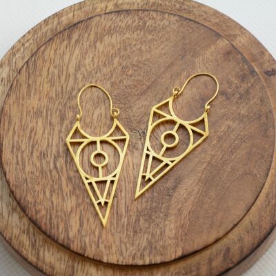 Tribal hanging earrings pointed in gold