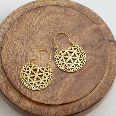 Hanging earrings "FLOWER OF LIFE" in gold