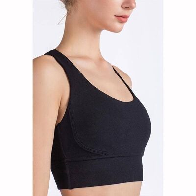 Cross Back Adjustable Sports Bra in Black