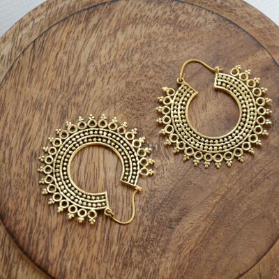 Tribal hoop earrings gold