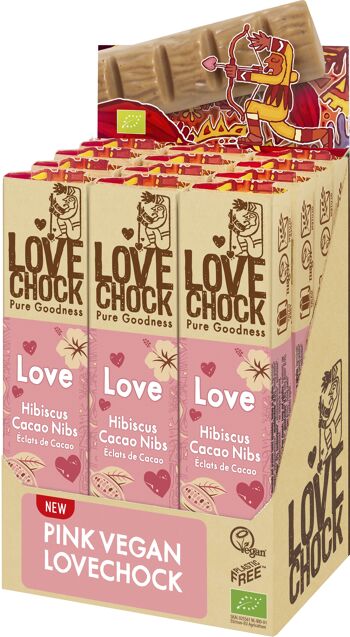 Chocolat Rose Végan Bio LOVE HIBISCUS ET ÉCLATS DE FÈVES - 40 g 3