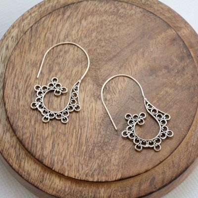 Boucles d'oreilles pendantes tribales argent