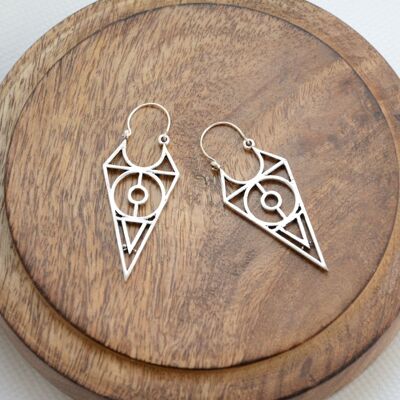 Tribal hanging earrings pointed silver