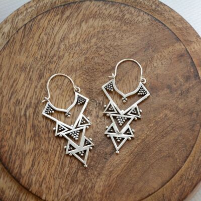 Boucles d'oreilles tribales triangles argent